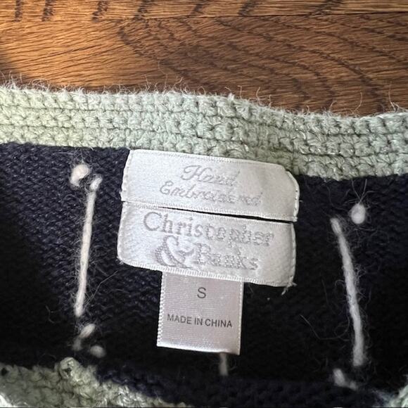VTG Christopher & Banks Holly Berry Wreath Pullover Sweater Womens S Embroidered - Picture 3 of 10